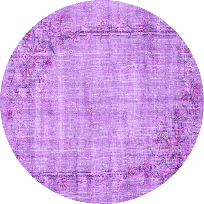 Round Machine Washable Oriental Purple Asian Inspired Area Rugs, wshtr3767pur
