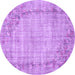 Round Machine Washable Oriental Purple Asian Inspired Area Rugs, wshtr3767pur