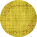 Round Oriental Yellow Asian Inspired Rug, tr3767yw