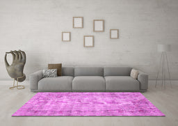 Machine Washable Oriental Pink Asian Inspired Rug in a Living Room, wshtr3767pnk