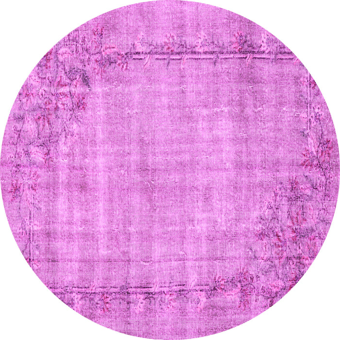 Round Oriental Pink Asian Inspired Rug, tr3767pnk