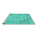 Sideview of Machine Washable Oriental Turquoise Asian Inspired Area Rugs, wshtr3767turq