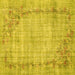 Square Machine Washable Oriental Yellow Asian Inspired Rug, wshtr3767yw