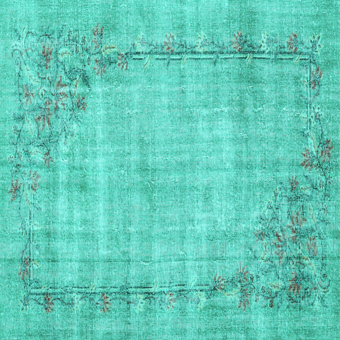Square Oriental Turquoise Asian Inspired Rug, tr3767turq