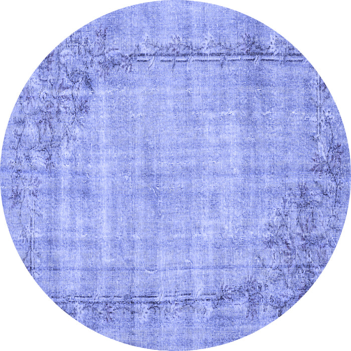 Round Oriental Blue Asian Inspired Rug, tr3767blu