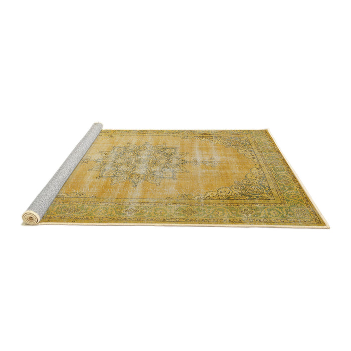 Sideview of Machine Washable Traditional Orange Rug, wshtr3768