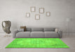 Machine Washable Persian Green Traditional Area Rugs in a Living Room,, wshtr3768grn