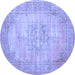 Round Persian Blue Traditional Rug, tr3768blu