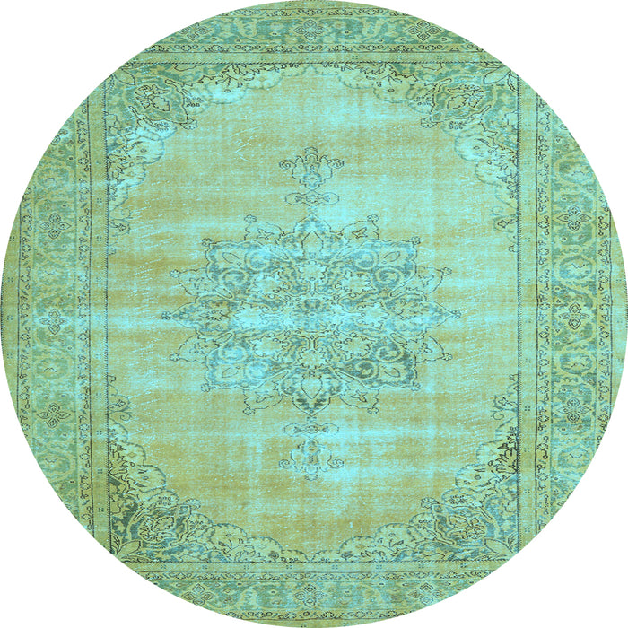 Round Persian Light Blue Traditional Rug, tr3768lblu