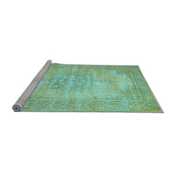 Sideview of Machine Washable Persian Light Blue Traditional Rug, wshtr3768lblu