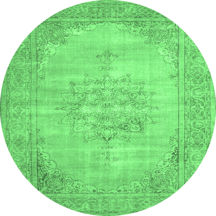 Round Persian Emerald Green Traditional Rug, tr3768emgrn