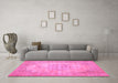 Machine Washable Persian Pink Traditional Rug in a Living Room, wshtr3768pnk