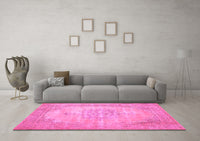 Machine Washable Persian Pink Traditional Rug, wshtr3768pnk