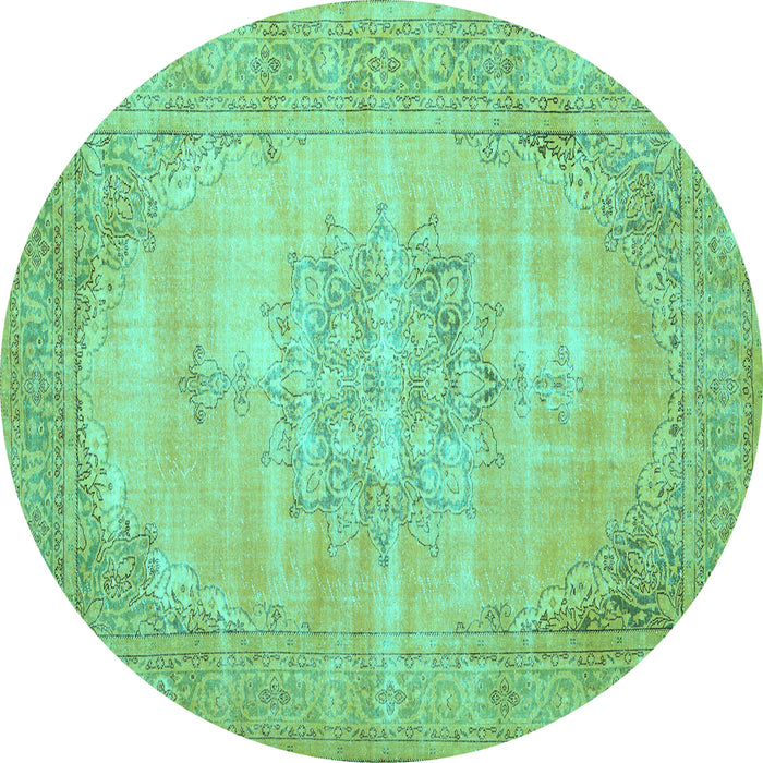 Round Machine Washable Persian Turquoise Traditional Area Rugs, wshtr3768turq