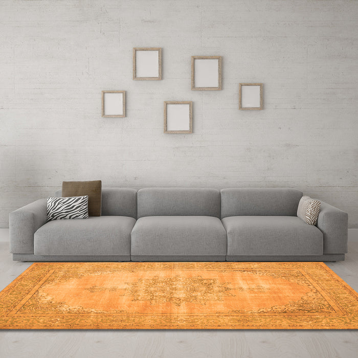 Machine Washable Persian Orange Traditional Area Rugs in a Living Room, wshtr3768org