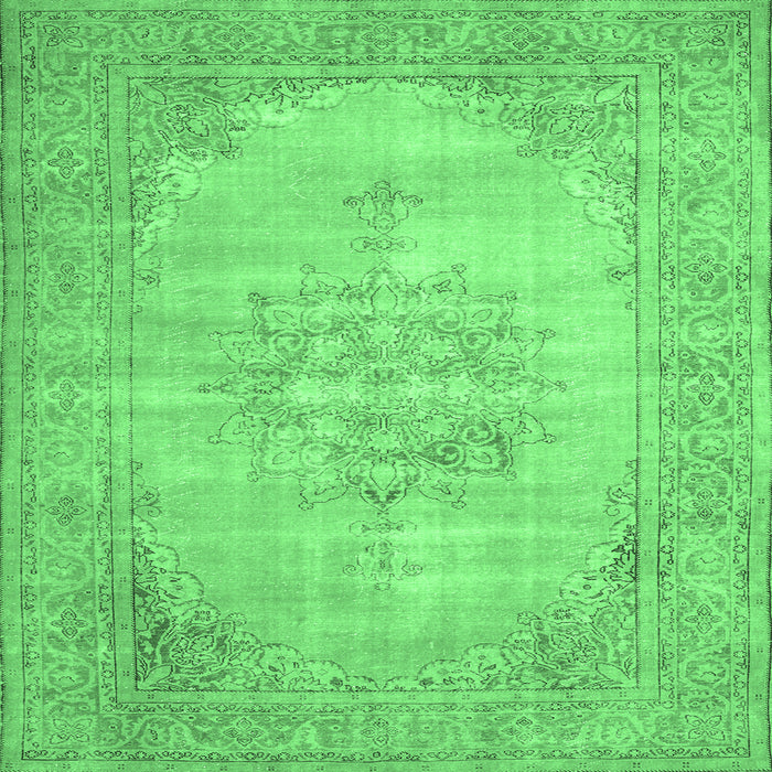 Square Persian Emerald Green Traditional Rug, tr3768emgrn