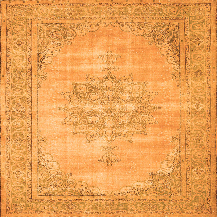 Round Machine Washable Persian Orange Traditional Area Rugs, wshtr3768org
