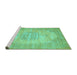 Sideview of Machine Washable Persian Turquoise Traditional Area Rugs, wshtr3768turq