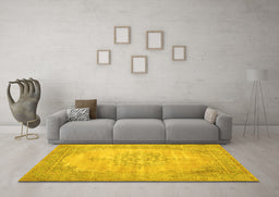 Machine Washable Persian Yellow Traditional Rug in a Living Room, wshtr3768yw