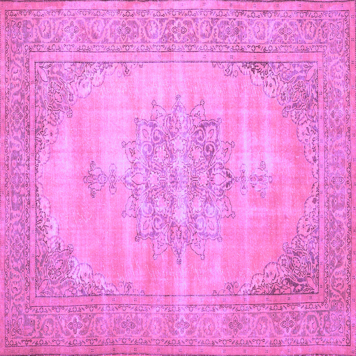 Square Machine Washable Persian Purple Traditional Area Rugs, wshtr3768pur