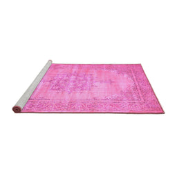 Sideview of Machine Washable Persian Pink Traditional Rug, wshtr3768pnk