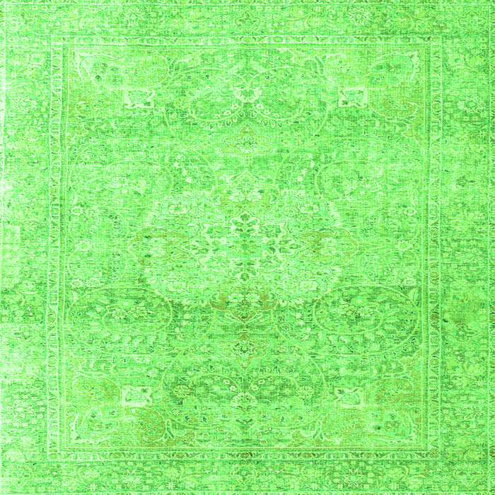 Round Machine Washable Persian Green Traditional Area Rugs, wshtr3769grn