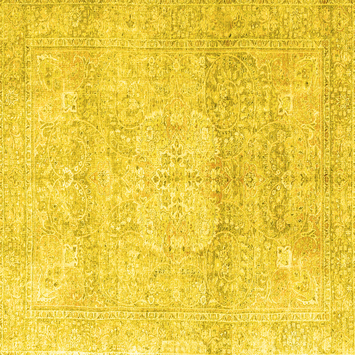 Square Machine Washable Persian Yellow Traditional Rug, wshtr3769yw