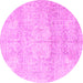 Round Machine Washable Persian Pink Traditional Rug, wshtr3769pnk