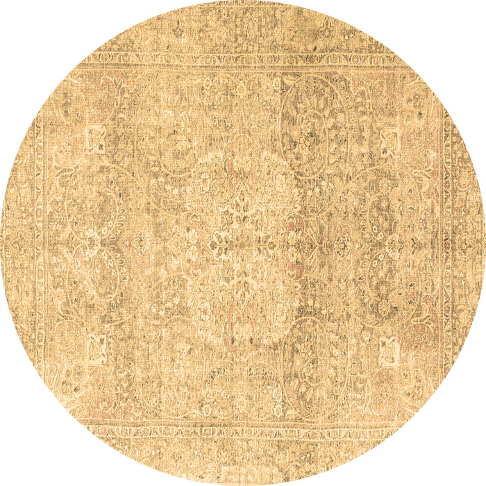 Round Persian Brown Traditional Rug, tr3769brn