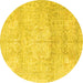 Round Machine Washable Persian Yellow Traditional Rug, wshtr3769yw