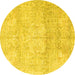 Round Persian Yellow Traditional Rug, tr3769yw