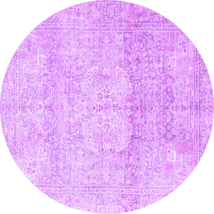 Round Persian Purple Traditional Rug, tr3769pur