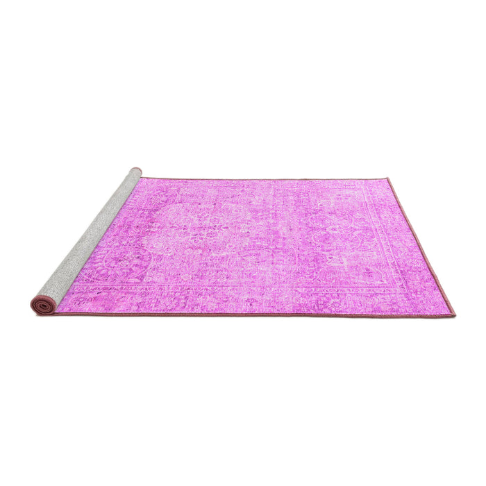 Sideview of Machine Washable Persian Pink Traditional Rug, wshtr3769pnk