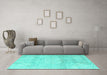 Machine Washable Persian Turquoise Traditional Area Rugs in a Living Room,, wshtr3769turq
