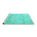 Sideview of Machine Washable Persian Turquoise Traditional Area Rugs, wshtr3769turq