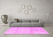 Machine Washable Persian Pink Traditional Rug in a Living Room, wshtr3769pnk