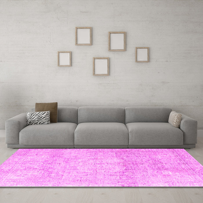 Machine Washable Persian Pink Traditional Rug in a Living Room, wshtr3769pnk