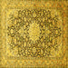 Square Medallion Yellow Traditional Rug, tr376yw