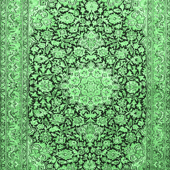 Machine Washable Medallion Emerald Green Traditional Area Rugs, wshtr376emgrn
