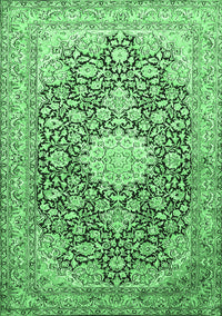 Medallion Emerald Green Traditional Rug, tr376emgrn