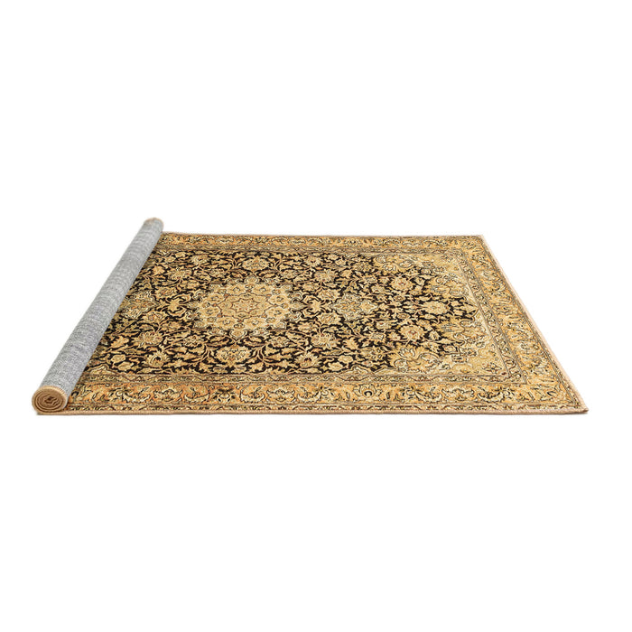 Sideview of Machine Washable Medallion Brown Traditional Rug, wshtr376brn