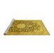 Sideview of Machine Washable Medallion Yellow Traditional Rug, wshtr376yw