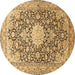 Round Medallion Brown Traditional Rug, tr376brn