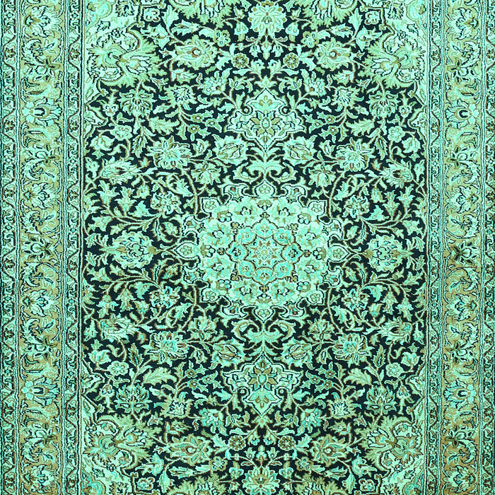 Machine Washable Medallion Turquoise Traditional Area Rugs, wshtr376turq