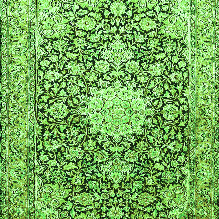 Serging Thickness of Machine Washable Medallion Green Traditional Area Rugs, wshtr376grn