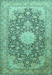 Medallion Turquoise Traditional Rug, tr376turq