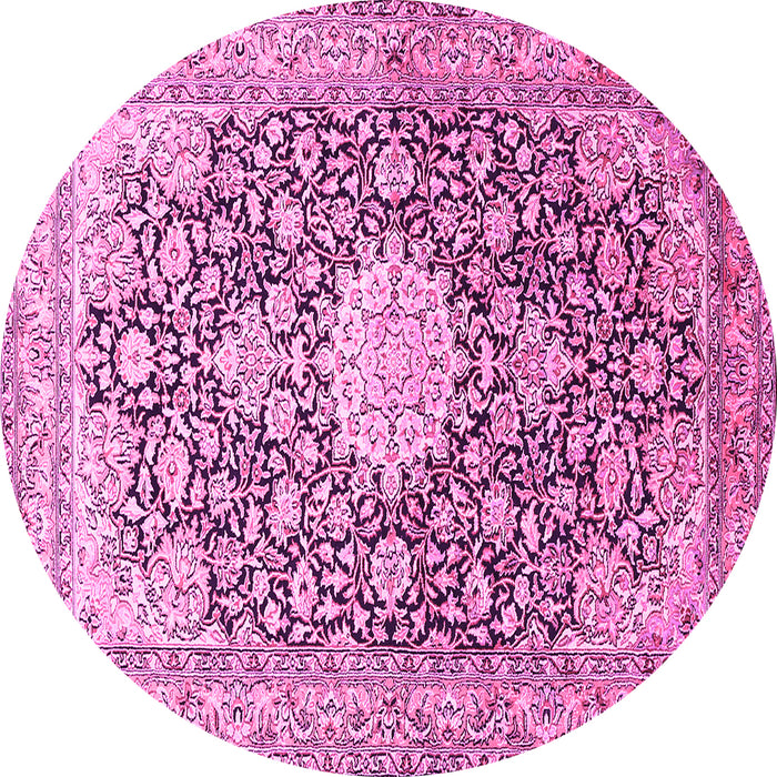Round Medallion Pink Traditional Rug, tr376pnk