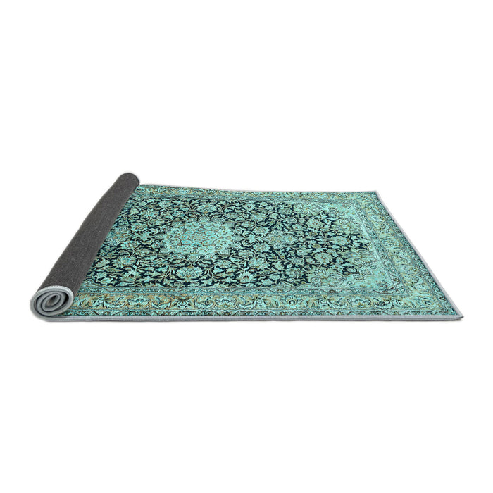 Sideview of Medallion Light Blue Traditional Rug, tr376lblu