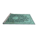 Sideview of Machine Washable Medallion Light Blue Traditional Rug, wshtr376lblu