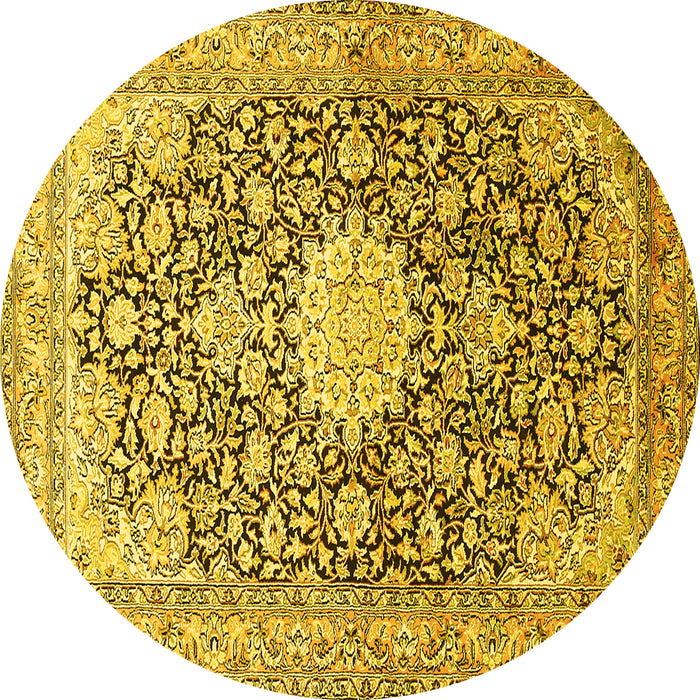 Round Medallion Yellow Traditional Rug, tr376yw